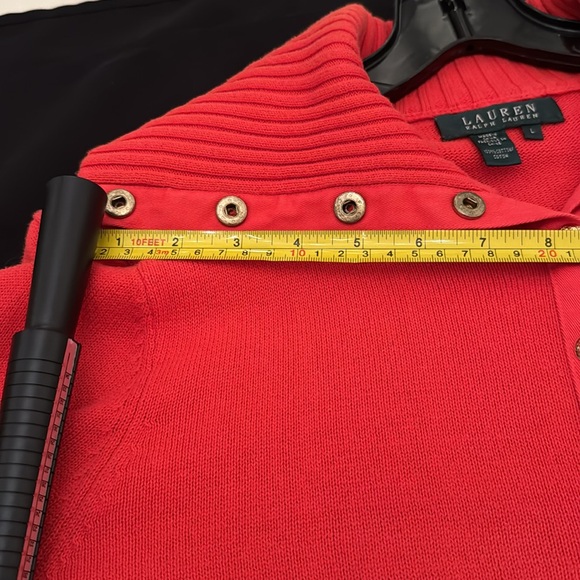 Lauren Ralph Lauren orange vintage fabulous sweater, lg collar with snaps (mlb) - Picture 5 of 5